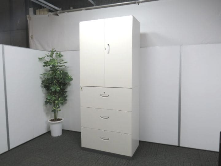 【中古】クウォール 生興 両開き+3段ラテラル書庫 中古 S4277