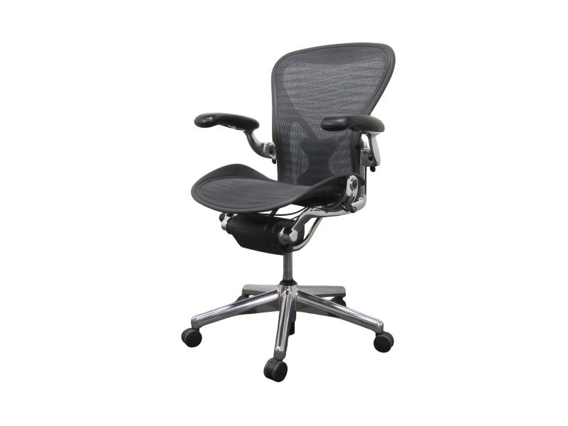 【中古】アーロンチェア ハーマンミラー ポスチャーフィット Bサイズ タキシードメッシュ ポリッシュドアルミニウムベース 中古オフィスチェア S4736