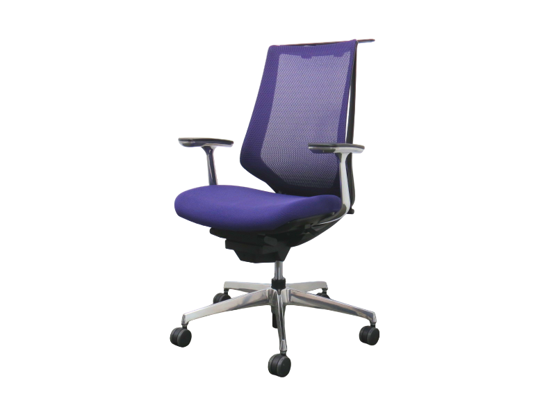 【中古】デュオラ コクヨ 固定肘 ポリッシュ脚 パープル 中古オフィスチェア R4742