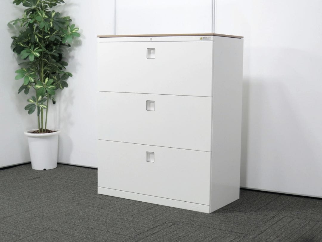 【中古】レクトライン オカムラ 3段ラテラル 天板付 中古オフィス家具 P4773