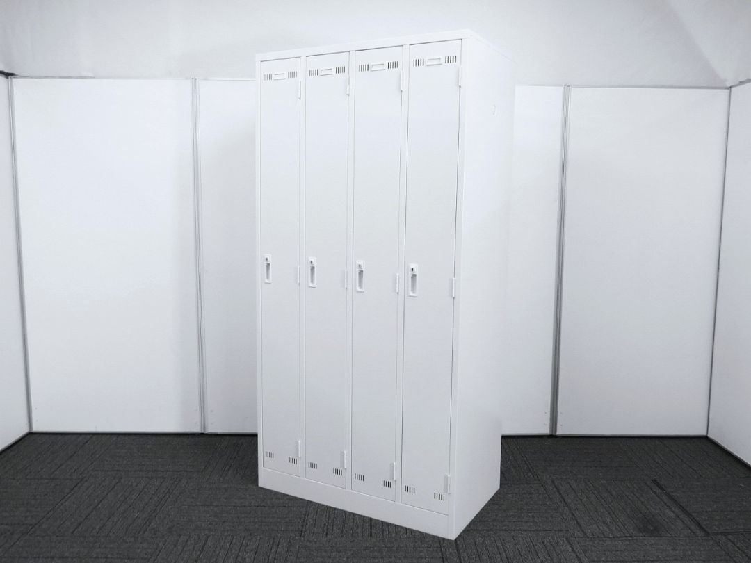 【中古】SLKロッカー 生興 4人用 SLKW-4 ホワイト 中古オフィス家具 S4777