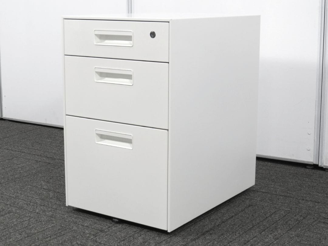 【中古】クエスト3段ワゴン プラス ラッチなし AS-F046SC-3 WH 中古オフィス家具 R4831