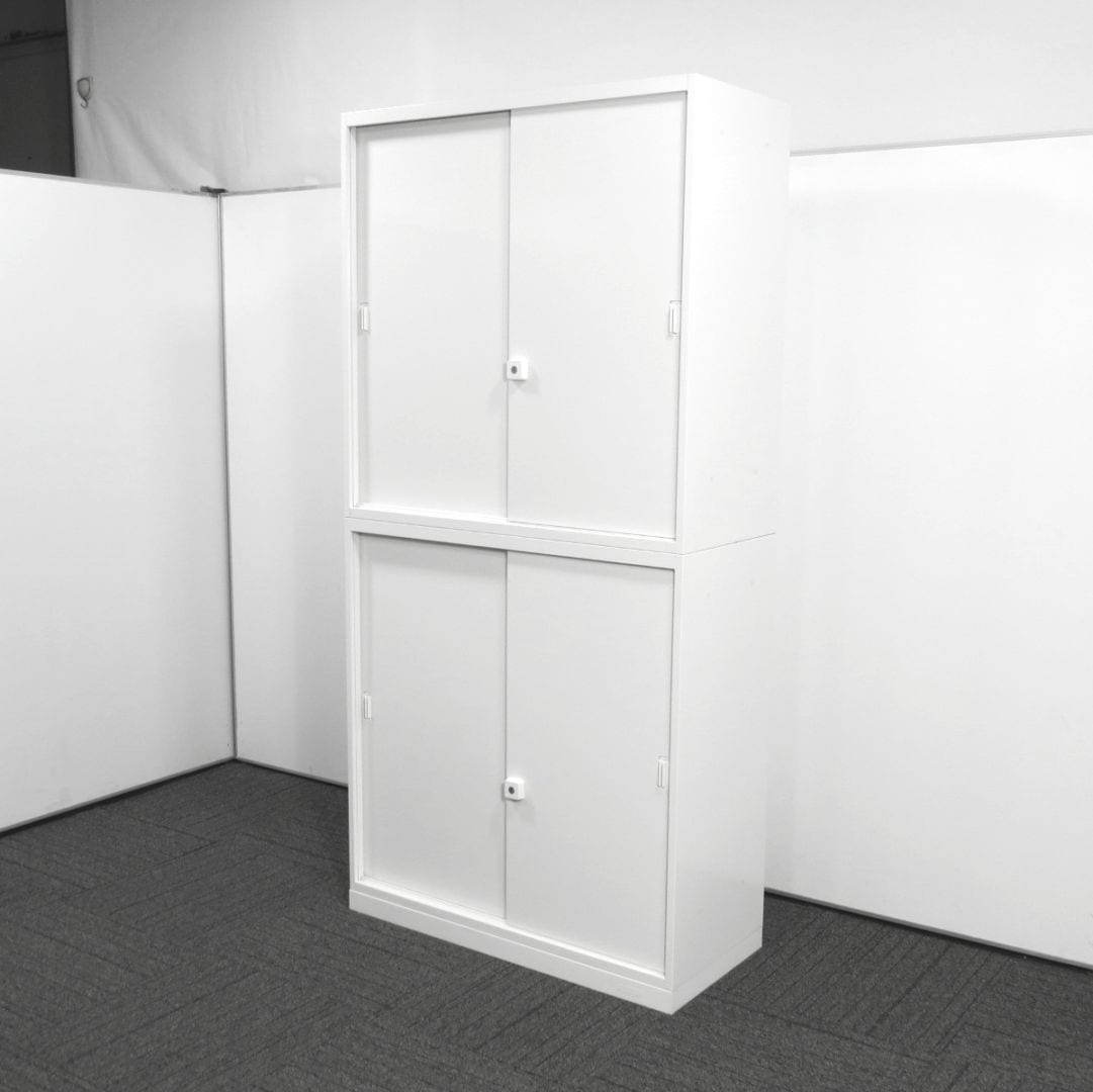 【中古】レクトライン オカムラ 引き違い上下書庫 4H412Y-ZA75 中古オフィス家具 S4858