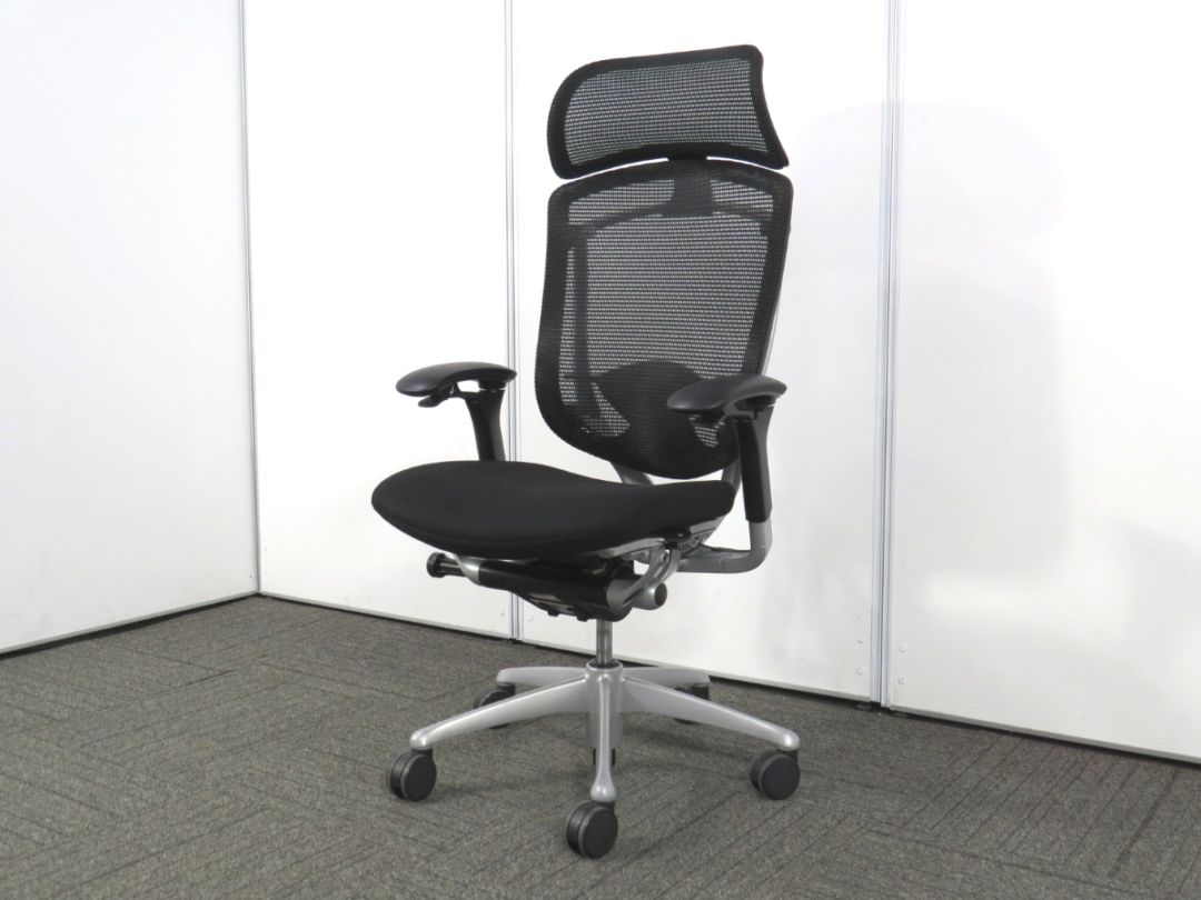 【中古】コンテッサチェア オカムラ 大型ヘッドレスト 可動肘 CM92SB FBF1 中古オフィス家具 S4879