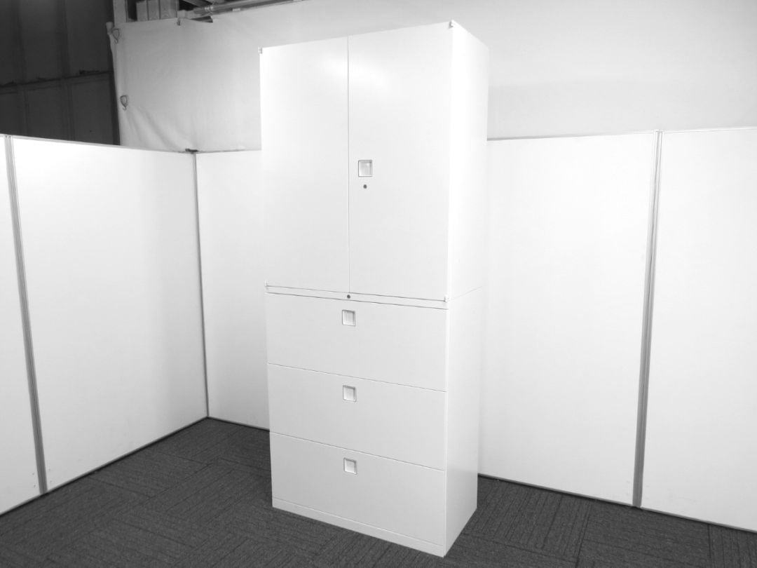 【中古】レクトライン オカムラ 両開き+3段ラテラル書庫 中古オフィス家具 S4926