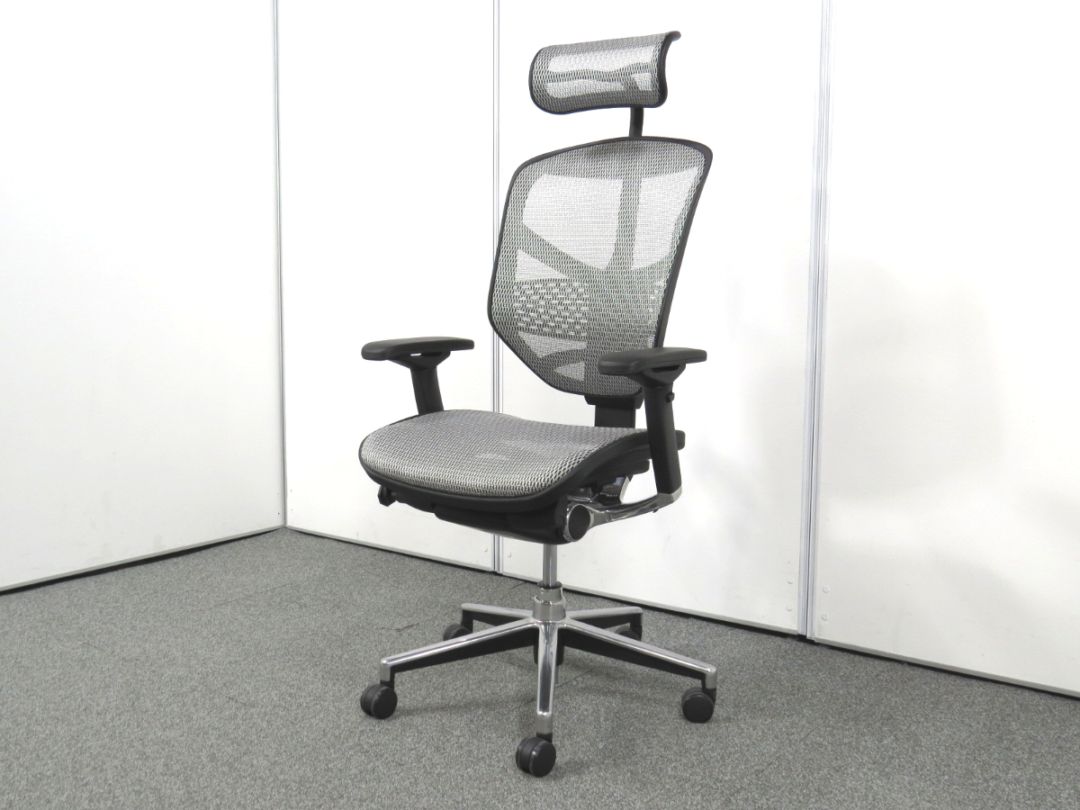 中古】エンジョイ エルゴヒューマン 可動肘 ヘッドレスト 中古オフィス家具