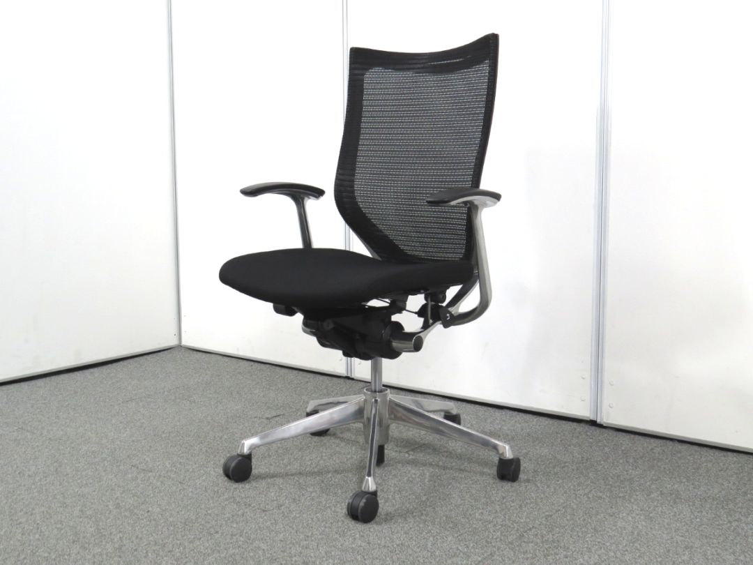 【中古】バロンチェア オカムラ ハイバック ポリッシュ脚 デザインアーム 肘パッド新品 CP45BR-FDF1 中古オフィス家具 Y5108R
