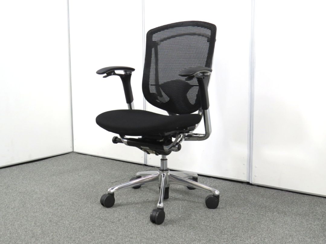 【中古】コンテッサチェア オカムラ ランバーサポート ポリッシュ脚 アジャスタブルアーム 中古オフィス家具 P5159R