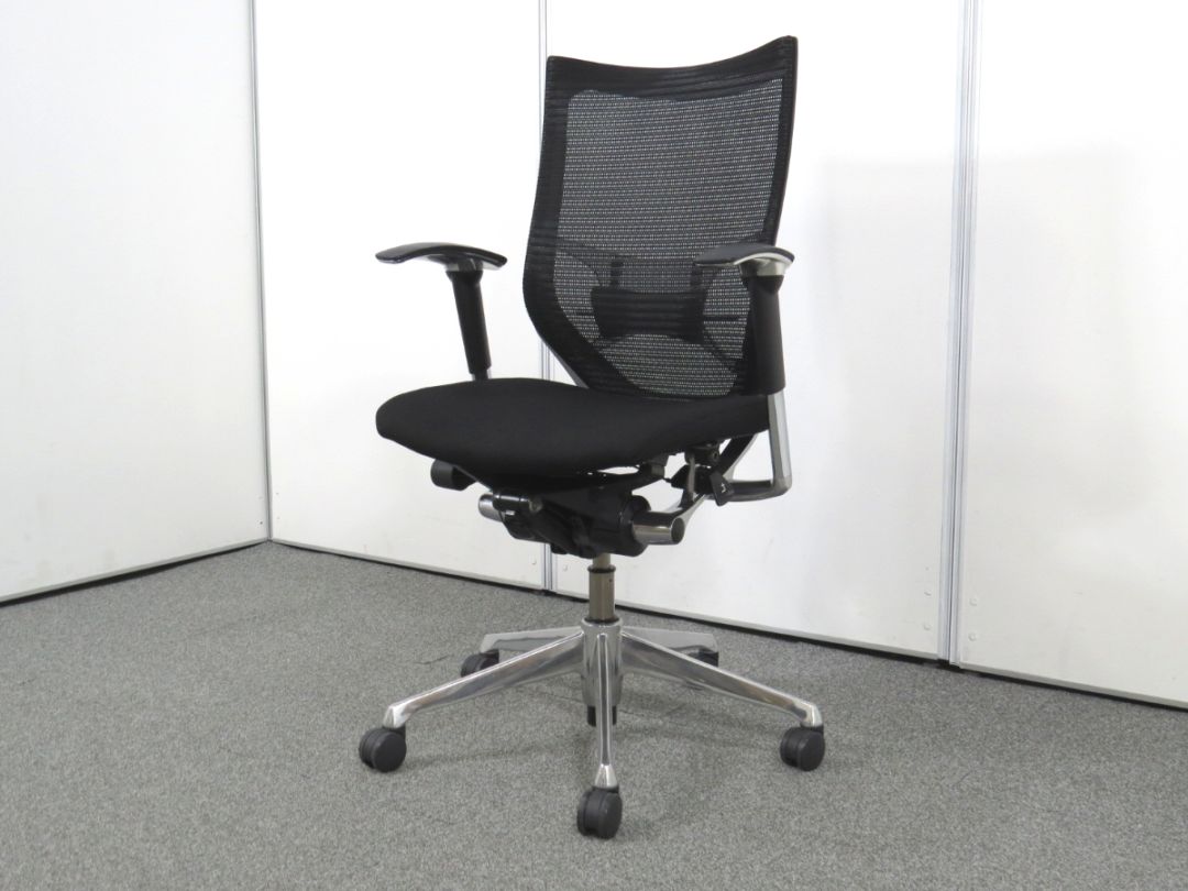 【中古】バロンチェア オカムラ ハイバック ランバーサポート ポリッシュ脚 アジャストアーム CP85BR-FDF1 中古オフィス家具 5163R