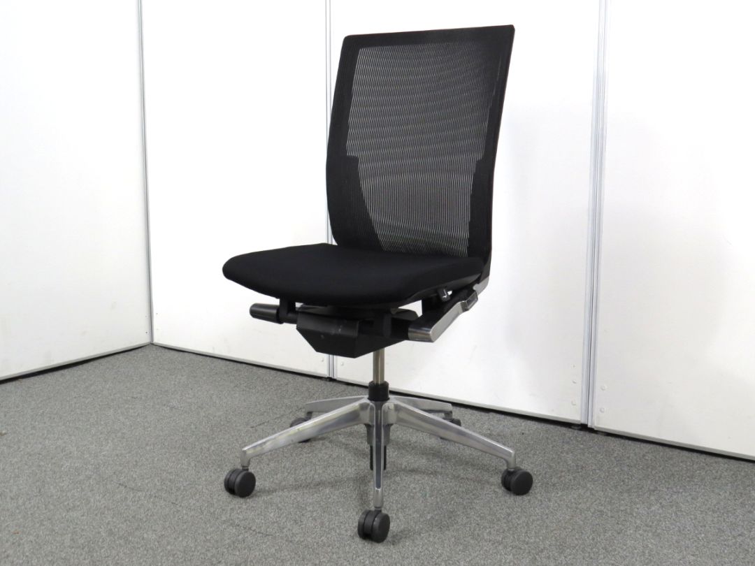 【中古】ヴェントチェア イトーキ 肘なし ストライプレイヤー アルミミラー 中古オフィス家具 Y5212R