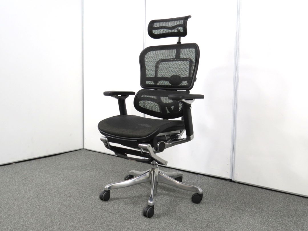 【中古】エルゴヒューマンプロチェア エルゴヒューマン オットマン ヘッドレスト 可動肘 中古オフィス家具 5225R