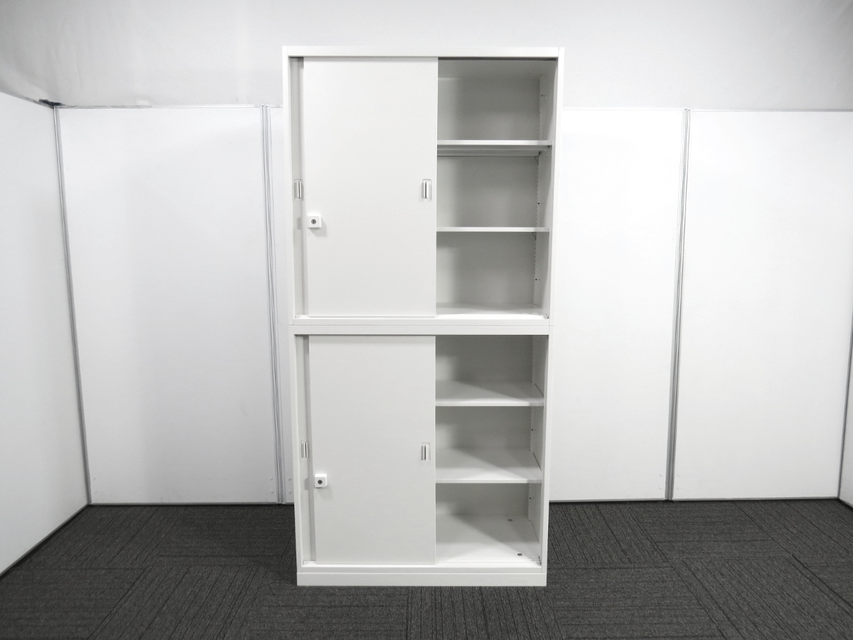 中古】レクトライン オカムラ 引き違い上下書庫 4H412Y-ZA75 中古