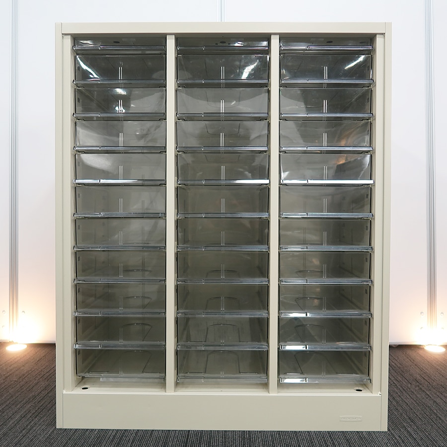 カズヤ　オカムラオフィスキャビネット 収納キャビネット】中古オフィス家具【プラスチック引き出し書庫