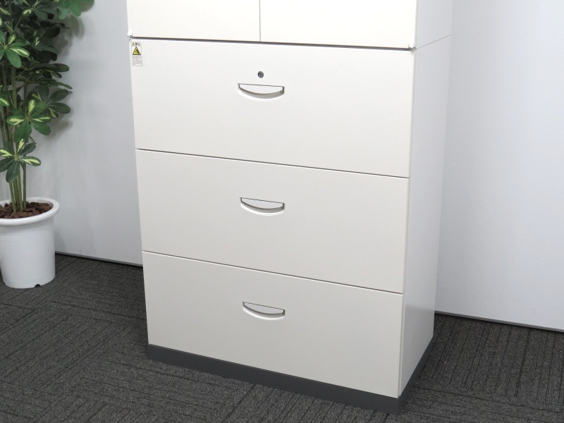 中古】生興 クウォール 両開き+3段ラテラル書庫 中古オフィス家具