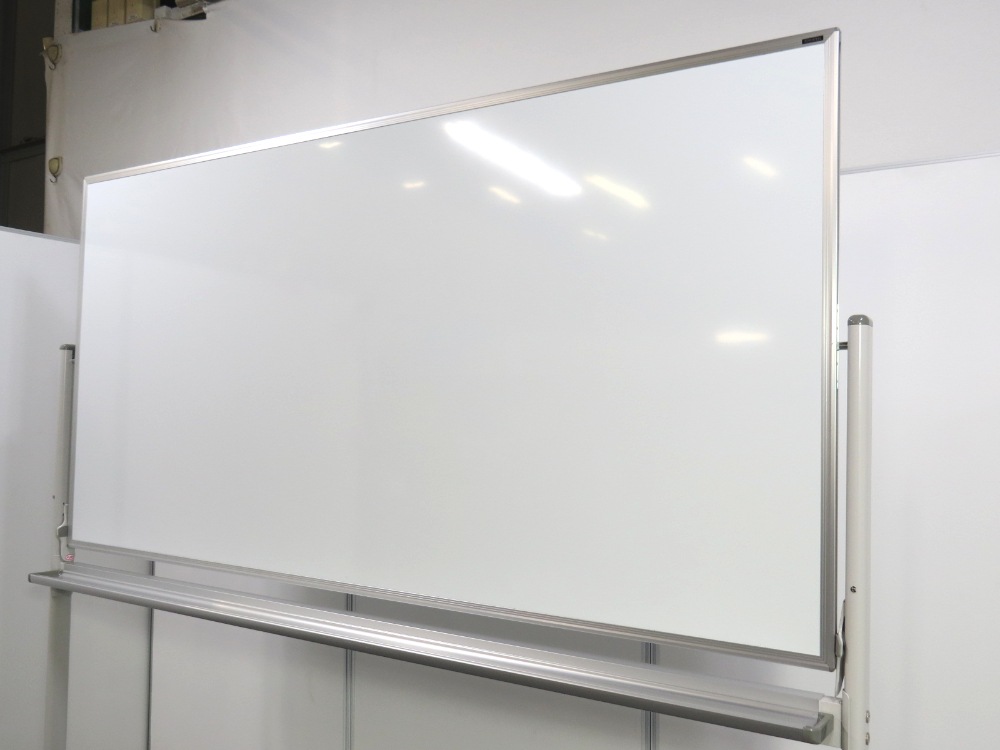 【発送もOK】【TOYOSTEELI/トヨスチール】ホワイトボード 脚付き 両面 1800×900mm アルミ製粉受け付 マグネット対応■U-876 中古】TMシリーズ トヨスチール 両面脚付きホワイトボード W中古