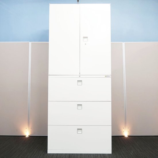 中古】オカムラ レクトライン 両開き+3段ラテラル書庫 中古オフィス家具