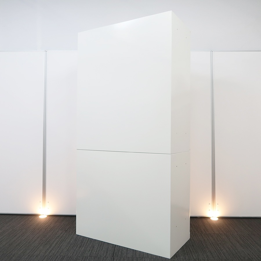 収納キャビネット】中古オフィス家具<br>【ガラス両開き + 2段ラテラル