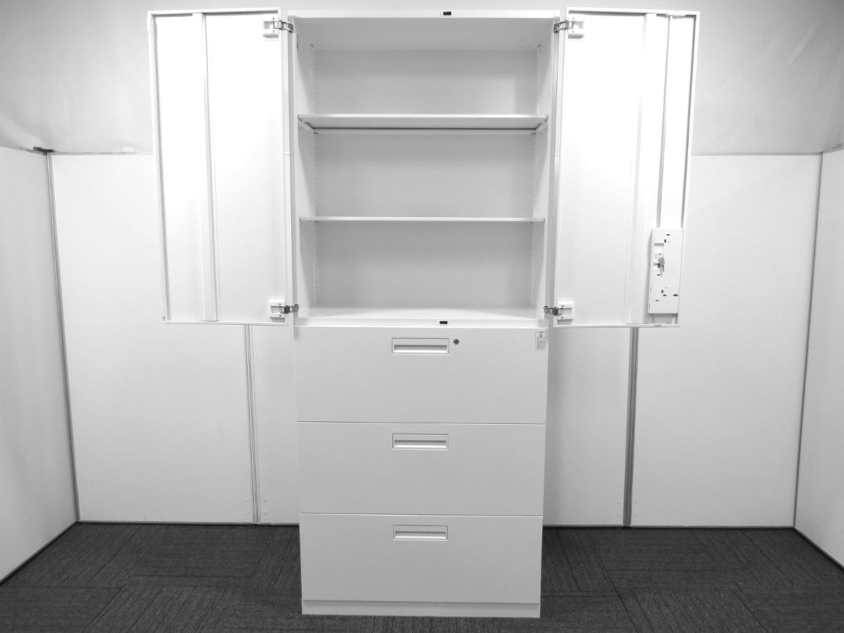 中古】エディア コクヨ 両開き+3段ラテラル書庫 中古オフィス家具