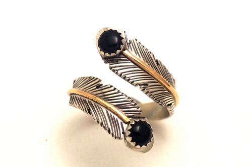 ナバホリング タニヤ・メイス作 《オニキスx2/ 12KGF 》 17号