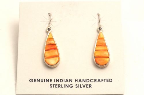 ナバホ・インレイピアス リック・トリノ作 《コーンロー/スパイニーオイスター》