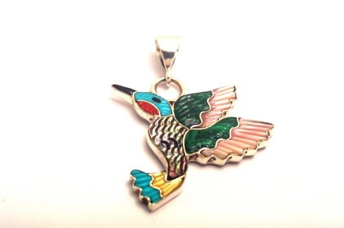 ズニインレイ・ペンダント　Tamara Pinto作　《ハミングバード》　