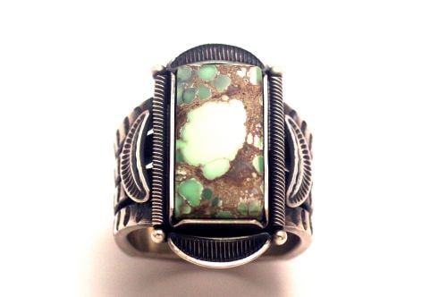 【ターコイズワークス】 ナバホリング ジェイコブ・モーガン作 《ハイグレード・ダマリ》 24号