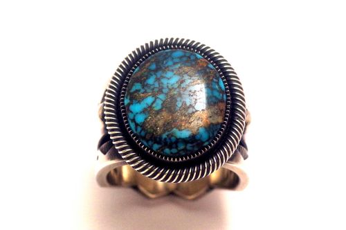 【ターコイズワークス】 ナバホリング ジェイコブ・モーガン作 《インディアンマウンテン》 21号