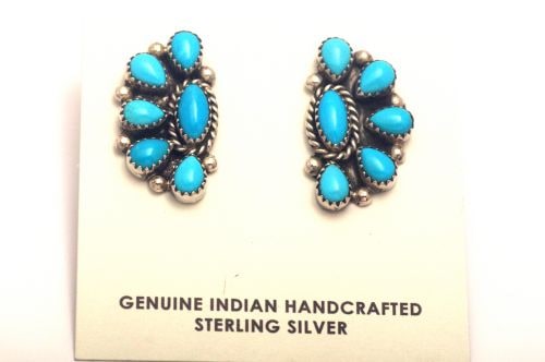 ナバホピアス Reva Goodluck作 《ターコイズ/クラスター》