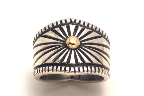 ナバホリング ハリソン・ジム作 《14金ビーズ&インゴットシルバー》 24号