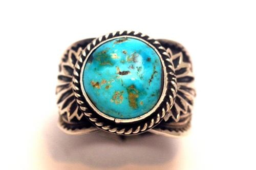 ナバホ族 フーベイターコイズ 21.5〜22号 デルバート・バンデバー作