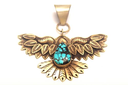 【POWWOWナゲッツ】　ナバホペンダント　Derrick Cadman作　《サンダーバード/ガドバー》