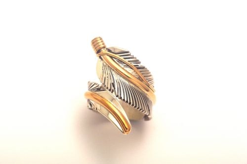 【美品】ナバホ族 インディアンジュエリー　リング　12KGF　ハービー メイス作 Indian Jewelry ハーヴィーメイス 12KGF フェザーリング13号