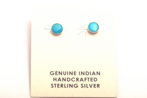 ナバホピアス　Celena Rosetta作　《ターコイズ/ラウンド》　フラット