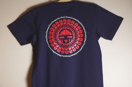 パウワウ　Tシャツ　【サンフェイス】　ネイビー＆珊瑚色