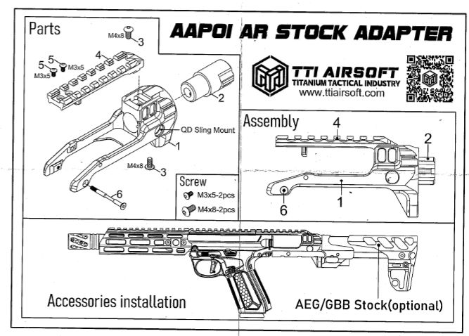 TTI Airsoft AAP-01アサシン/ARストックアダプター > 海外製GBB