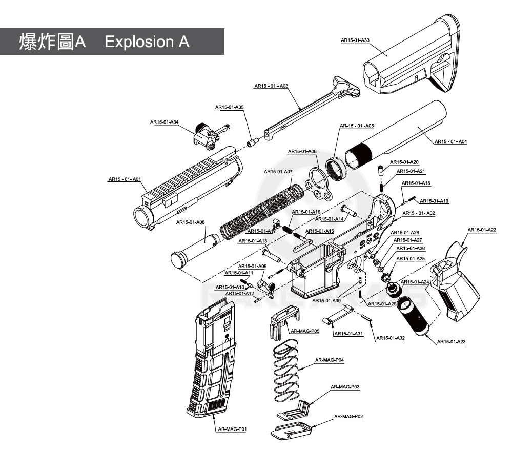 RARE ARMS AR-15/GBBER アッパーレシーバー-純正パーツ