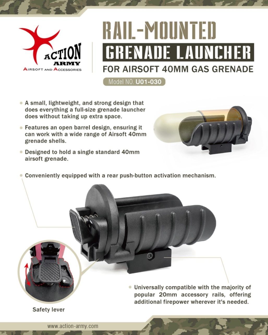 ActionArmy レイルマウントグレネードランチャー/40mmカート