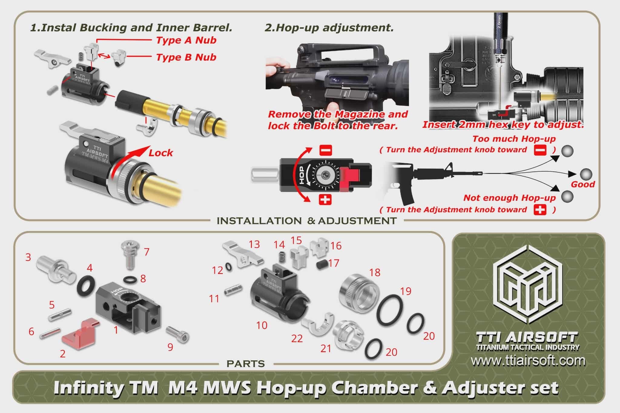 PTW インフィニティ用　Pチャンバー＋シリンダーセット TTI Airsoft マルイ MWS インフィニティTDCホップチャンバー