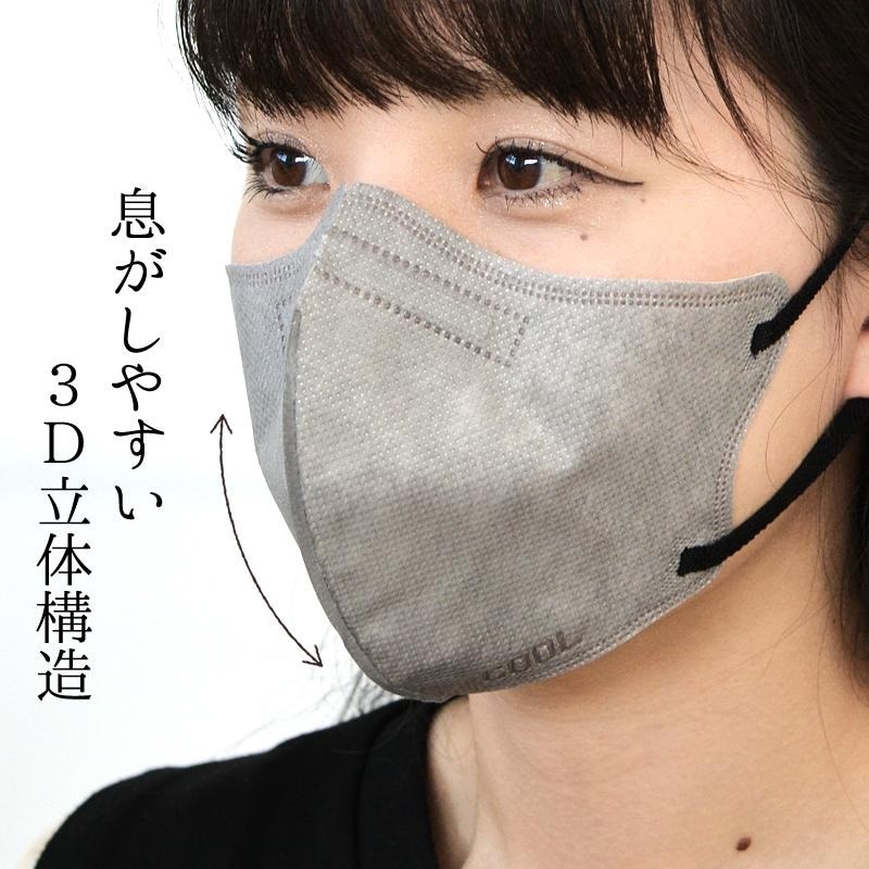 在庫限り！】3Dバイカラー 冷感 不織布マスク30枚入り (ふつうサイズ