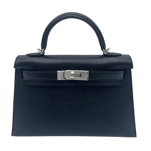 お値下げ特価】 エルメス ミニケリー2 ノワール シェーブル シルバー