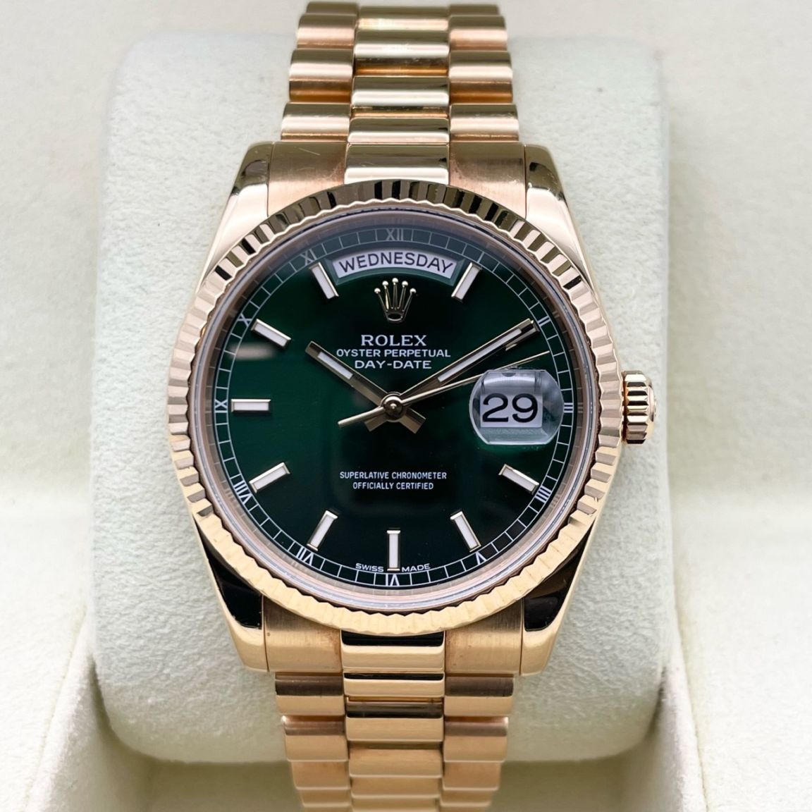 国内最安！】ロレックス デイデイト 118238 グリーン イエローゴールド