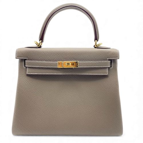 Cross　Kelly 　ケリー・クレイン エルメス ケリー 25 グリミスティ/ノワール スイフト パーマブラス金具