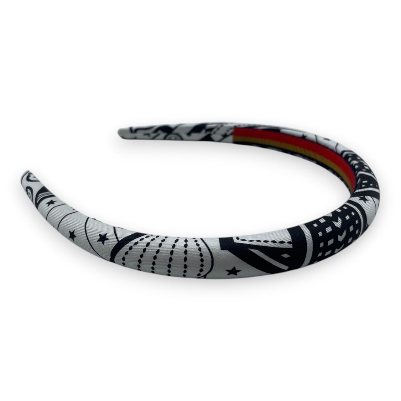 人気　エルメス　カチューシャ　ヘアバンド　ヘアアクセサリー　ジナ　ジグザグ エルメス カチューシャ ジナ ジグザグ ホワイト / ブラック シルク100