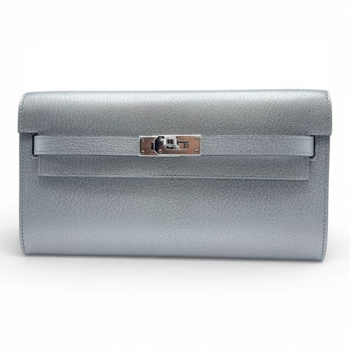 エルメス ポシェットケリー 22 ブルージーン スイフト シルバー金具 K