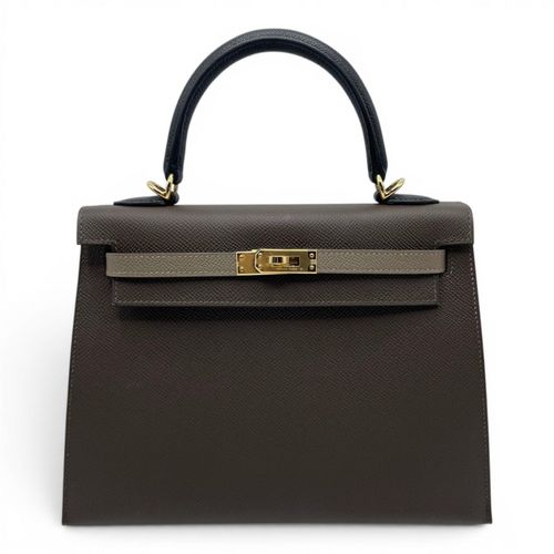 エルメス ケリー 25 ノワール ボックスカーフ シルバー金具 G刻印