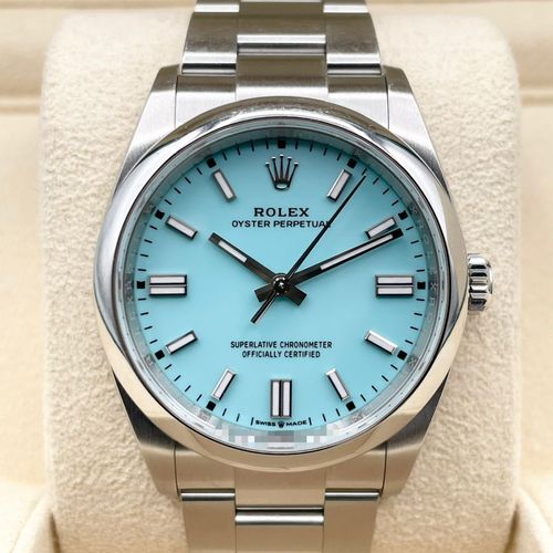 海外販促品 オイスターパーペチュアル ROLEX 掛け時計 ⭐︎美しいブルー ロレックス オイスターパーペチュアル 134300 ピスタチオグリーン 41mm
