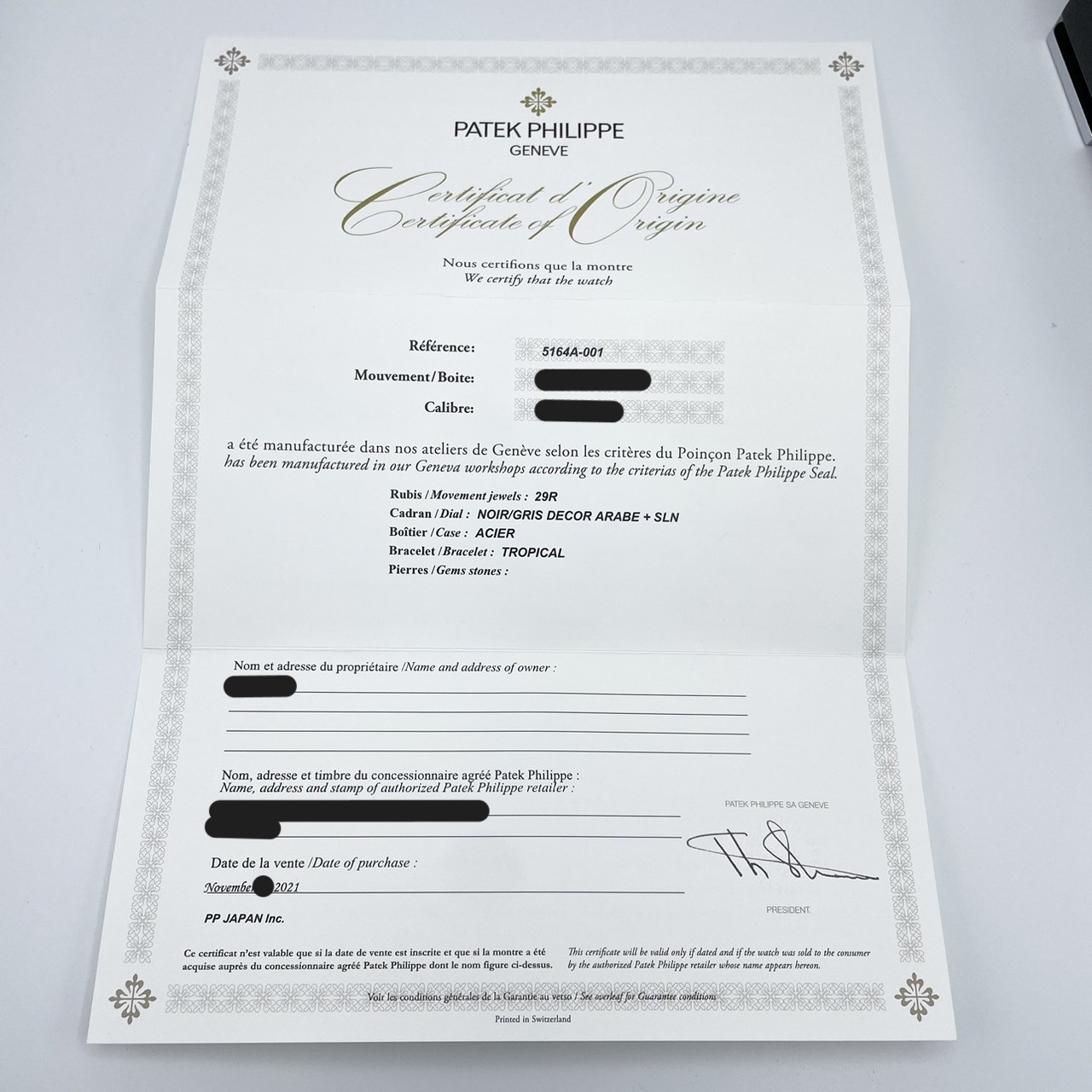 �ѥƥå��ե���å� �������Ρ��� 5164A-001 �֥�å�������ܥ� 41mm