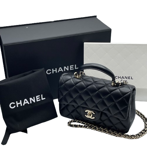 N2152 美品!! シャネル マトラッセラムスキン トップハンドルハンドバッグ CHANEL シャネル マトラッセ トップハンドル ミニ フラップ