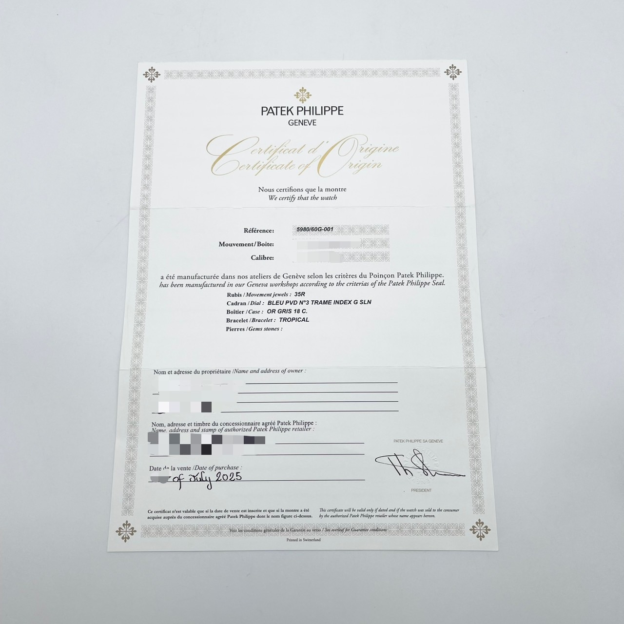 2025ǯ7ݾڽդۥѥƥåեå Ρ饹 5980/60G-001 ֥롼졼 40.5mm