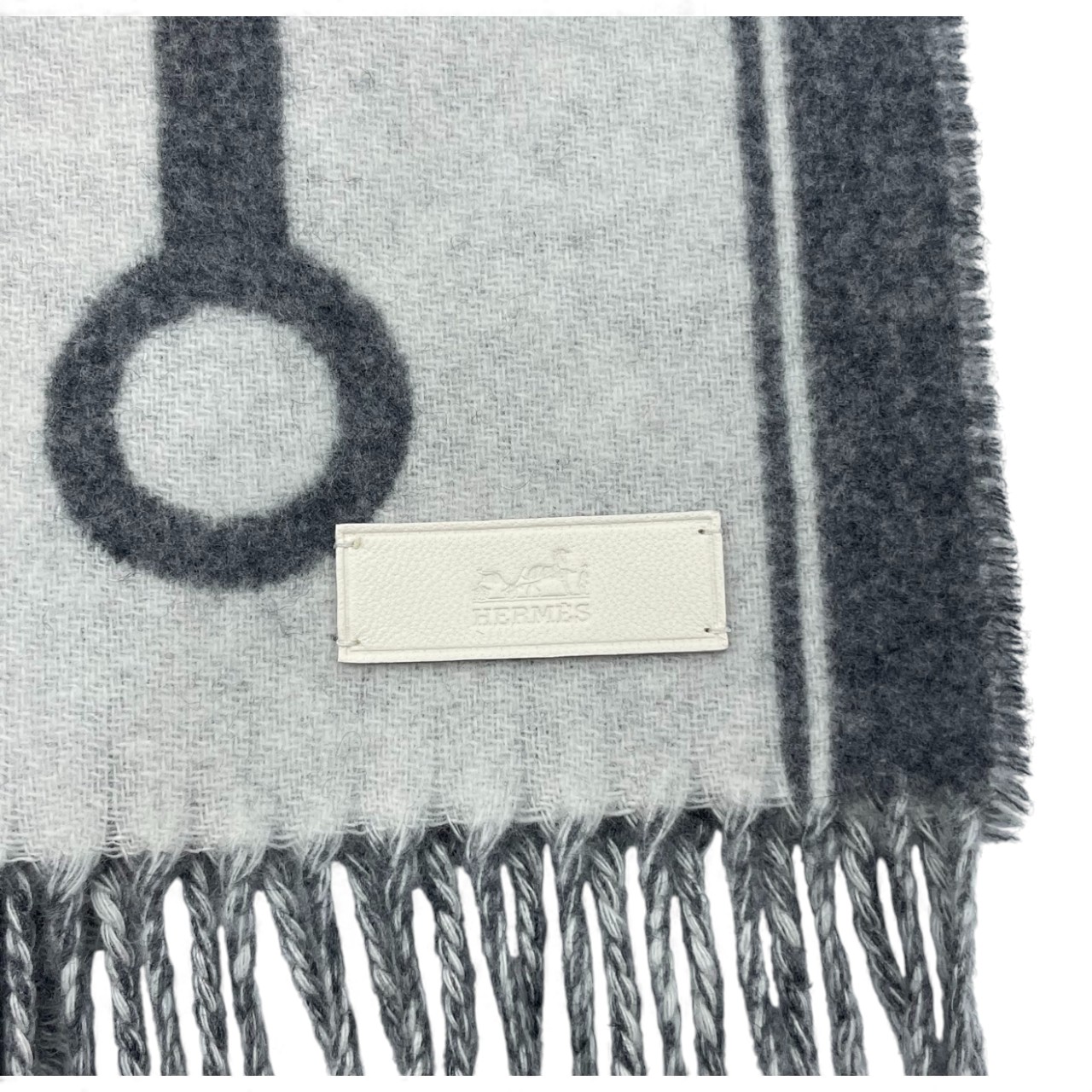 エルメス マフラー モール 30×160 イヴォワール / フランネルグレー